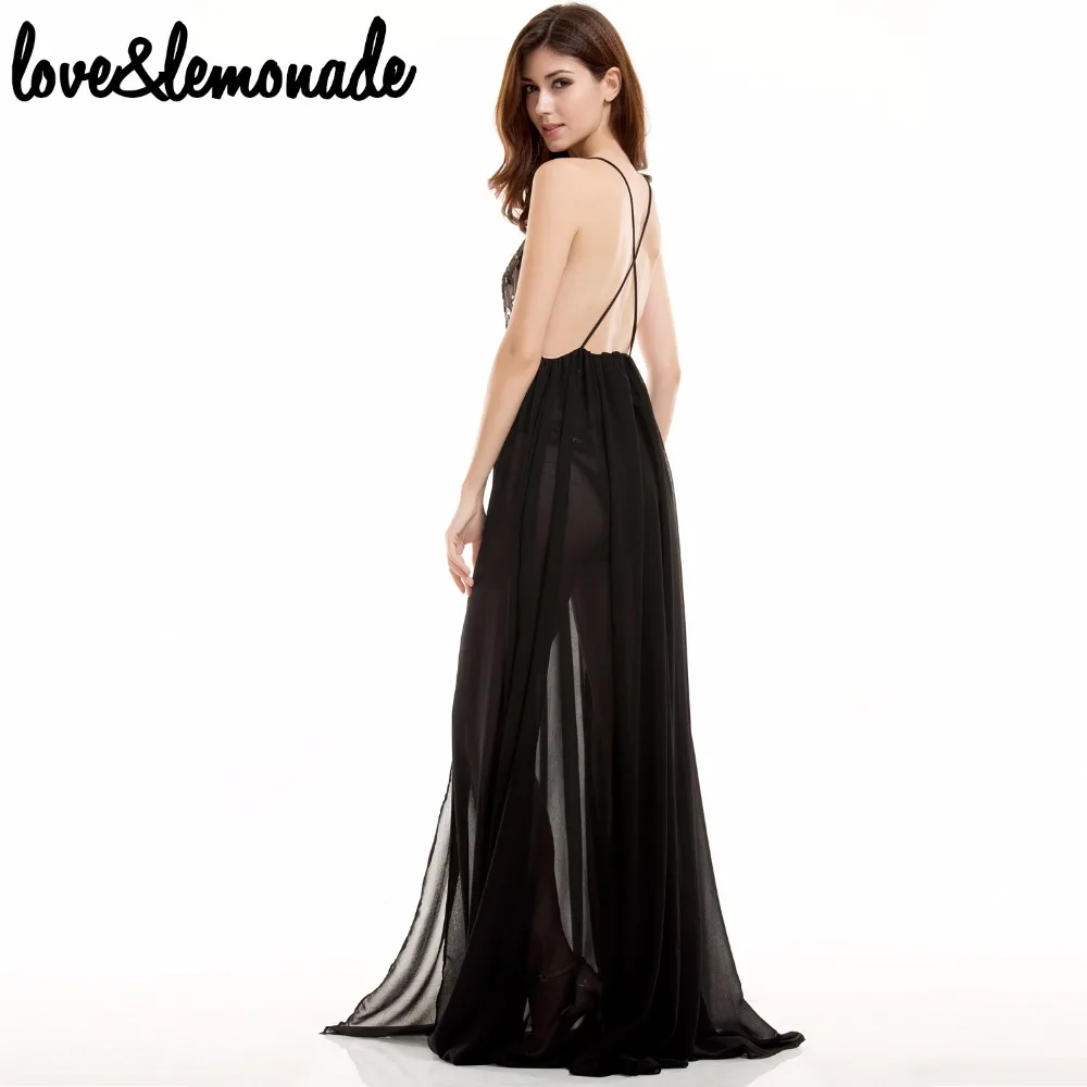 Длинное платье с v-образным вырезом и пайетками Love &amp Lemonade TB 9715 | Женская одежда
