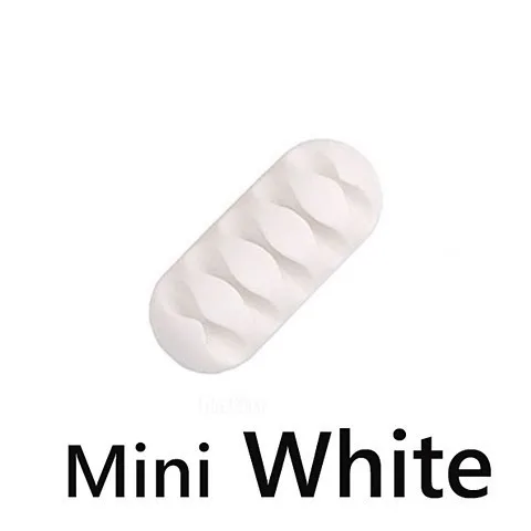 mini white USB Cable Holder Silicone Cable Organizer Flexible Cable Winder Earphone Winder Mouse Headphone Wire Charger Desktop Management - Color: mini white