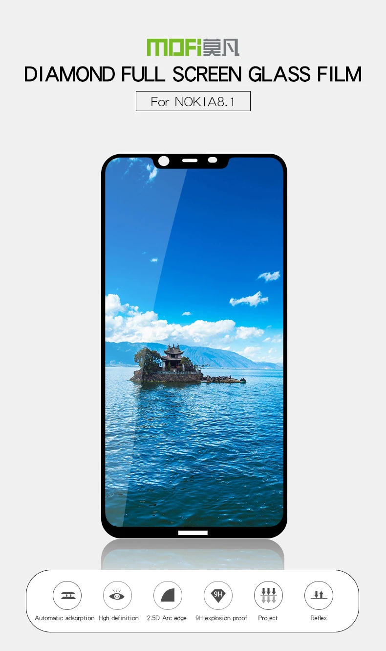 Для Nokia 8,1 закаленное стекло Mofi полное покрытие экрана для Nokia 8,1 Закаленное стекло Защитная пленка для Nokia 8,1