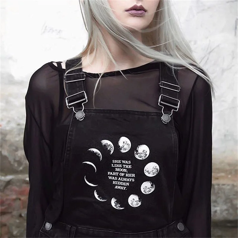 RAISEVERN Casual Jumpsuit Short Women Overall Gothic Hollow Cross Suspender Playsuit Summer Streetwear Hipster Black Romper