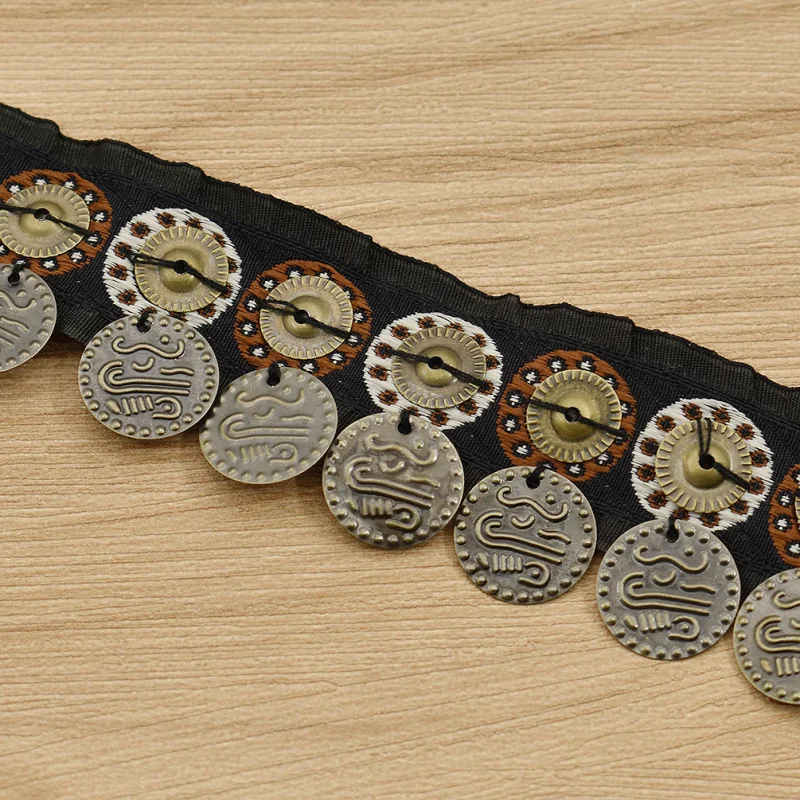 Национальный Стиль кисточка для квилтинга с кружевной отделкой лента монетами