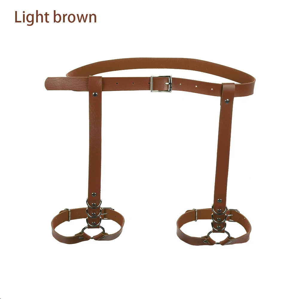 Light brown Сексуальный пояс для ног с кольцом, женский пояс из искусственной кожи, подтяжки для ног, подвязки, ремень для тела, готический ремень, пояс для ног, подтяжки для бедер - Цвет: Light brown