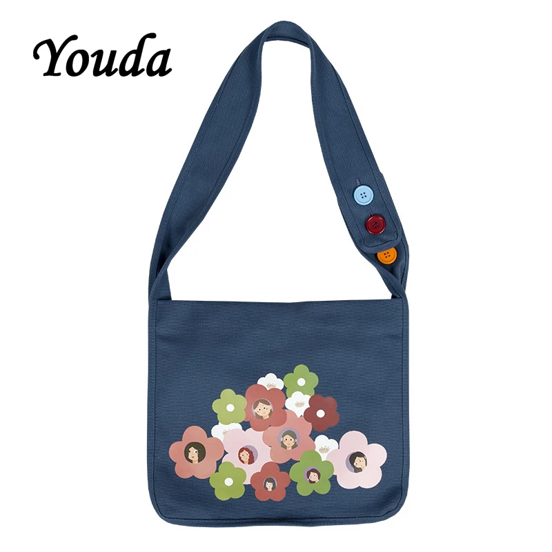 Youda цветочный принт Студенческая Холщовая Сумка на плечо простая повседневная