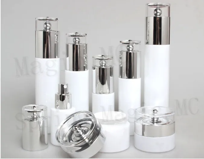 100ML Frosted/White/Green/Blue Glass Bottles With Plastic Stopper Silver Lid For Water/Cleaning/Moisturizing Cosmetic Containe | Красота и