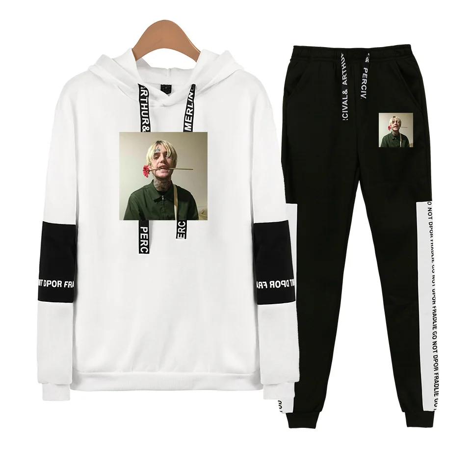 R I P Lil толстовка с открытым капюшоном+ спортивные костюмы для мужчин и женщин уличная хип-хоп Lil Открытый пуловер комплект из двух предметов осень-зима