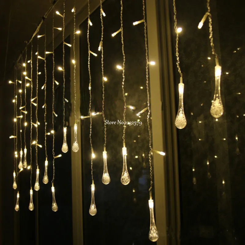 4 м 100 светодиодный 18P Гирлянда занавеска в виде капли воды светодиодная лента для