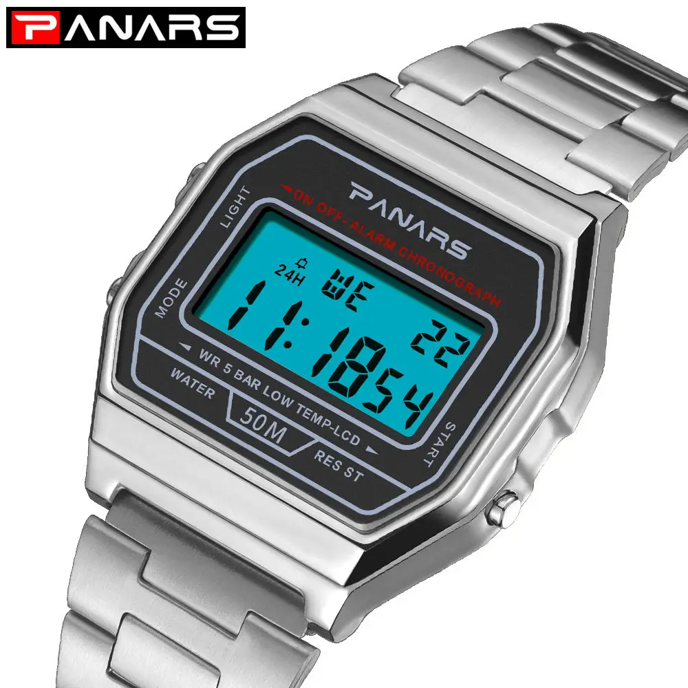 

Мужские Цифровые часы PANARS Saatleri, водонепроницаемые, со светодиодной подсветкой