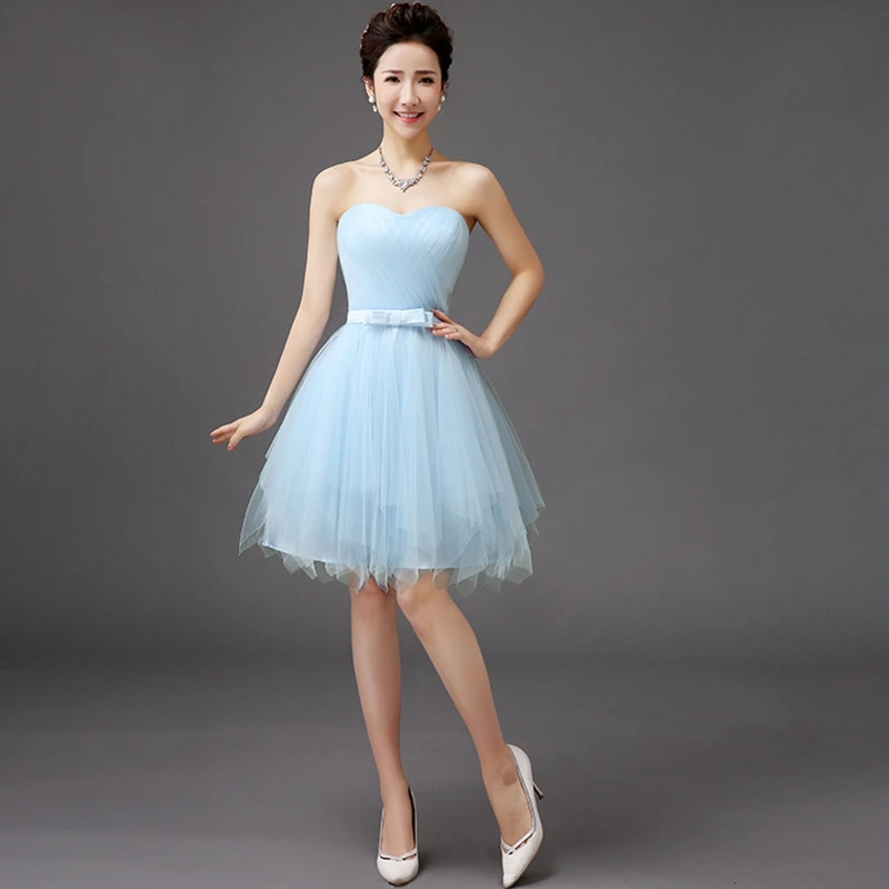 JLZXSY 2017 новое небесно-голубое платье для подружки невесты А-силуэт Короткие