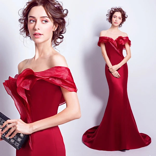 Beauty Emily 2019 Длинные вечерние платья Русалка с открытыми плечами без рукавов на