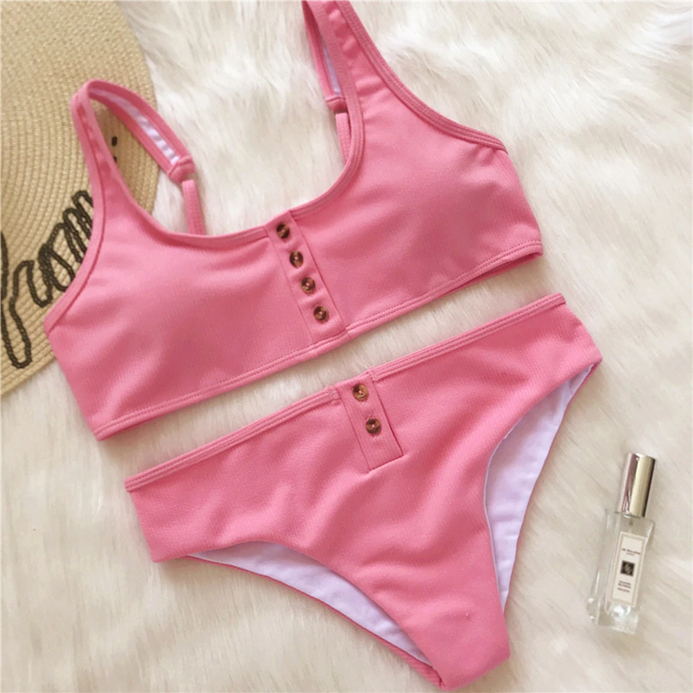 Лидер продаж 2019 летний сексуальный женский однотонный купальник бюстгальтер пуш