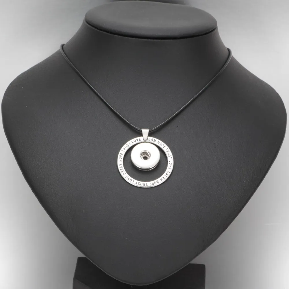 DZ0349 Новое поступление круглый кулон с кнопкой ожерелье из натуральной кожи