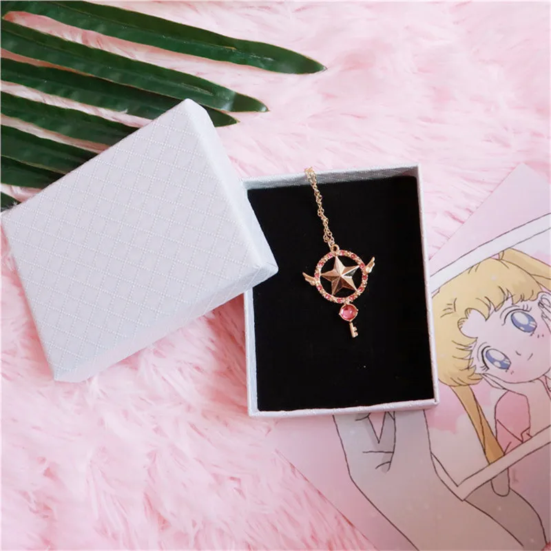 Шт. 1 шт. аниме Card Captor Сакура Клоу Волшебная звезда палочка Металл Кристалл Косплей Кулон цепочки и ожерелья косплэй реквизит подарок