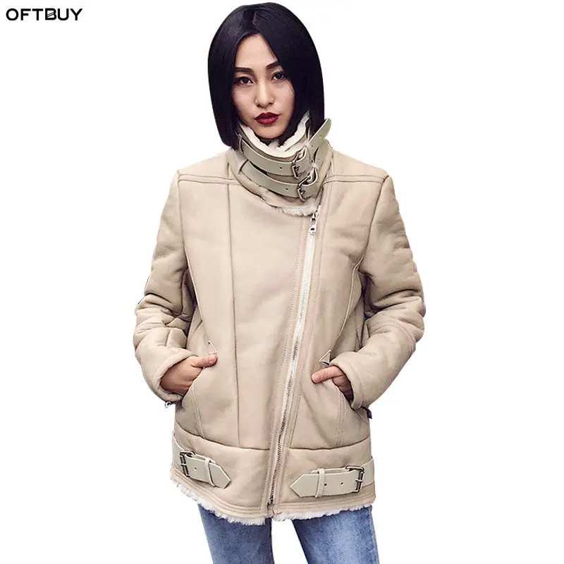 OFTBUY 2019 пальто с натуральным мехом зимняя куртка Женское из натуральной кожи