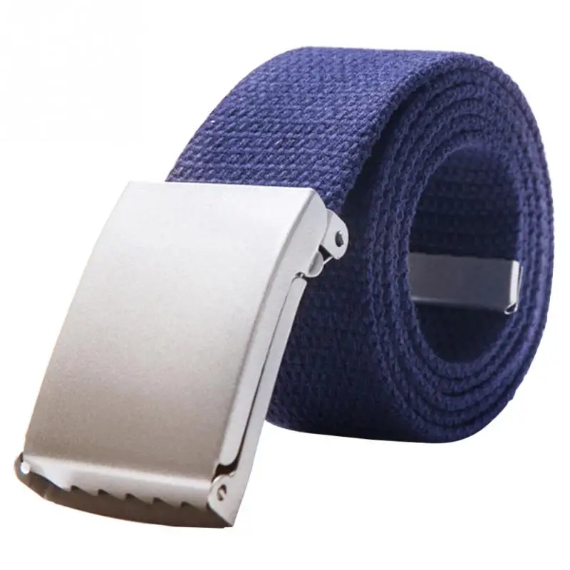 Royal Blue 1 шт. Мужской и Женский Повседневный Одноцветный холщовый ремень с автоматической пряжкой студенческий военный армейский пояс - Color: Royal Blue