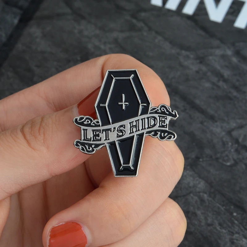Черный Кристальный шарик магическая книга гроб Сердце Pin эмали брошь на булавке