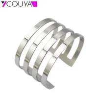 Fashion 316L Stainless Steel Cuff Bracelets and Bangles Silver Color Shiny Femininas Wide Big Bangles Hot Sale Bijoux For Women