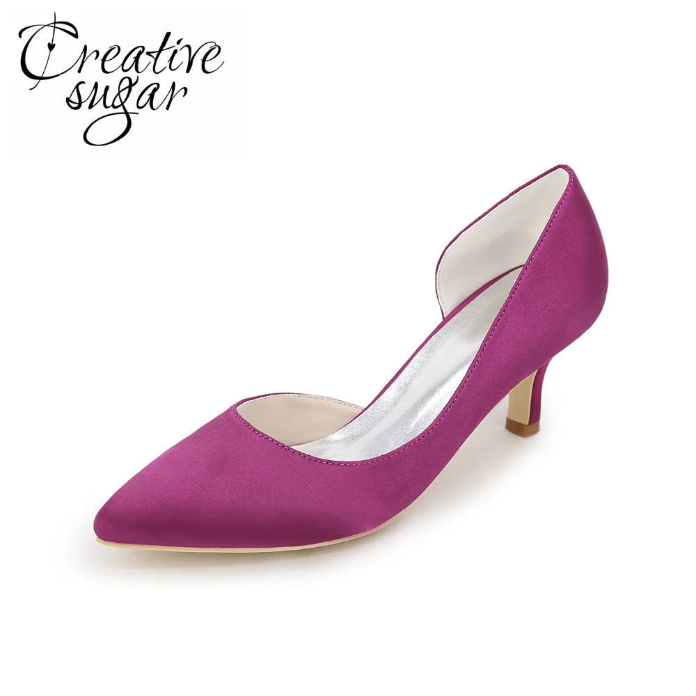 Creativesugar D'orsay с острым носком женские атласные туфли Туфли на каблуке 6 см