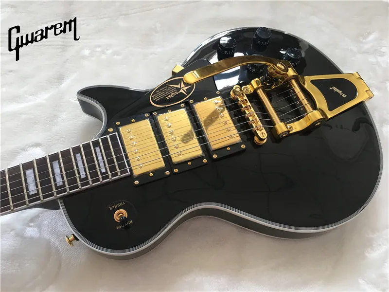 Электрогитару gwarem LP Пользовательские черный Бити гитара/Bigsby тремоло/гитара в