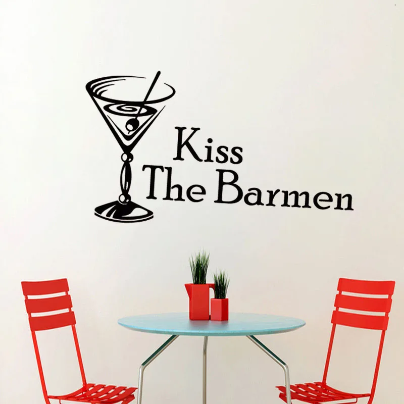ZOOYOO Kiss The Barmen коктейльное украшение для дома Наклейка на стекло стену PVC съемное