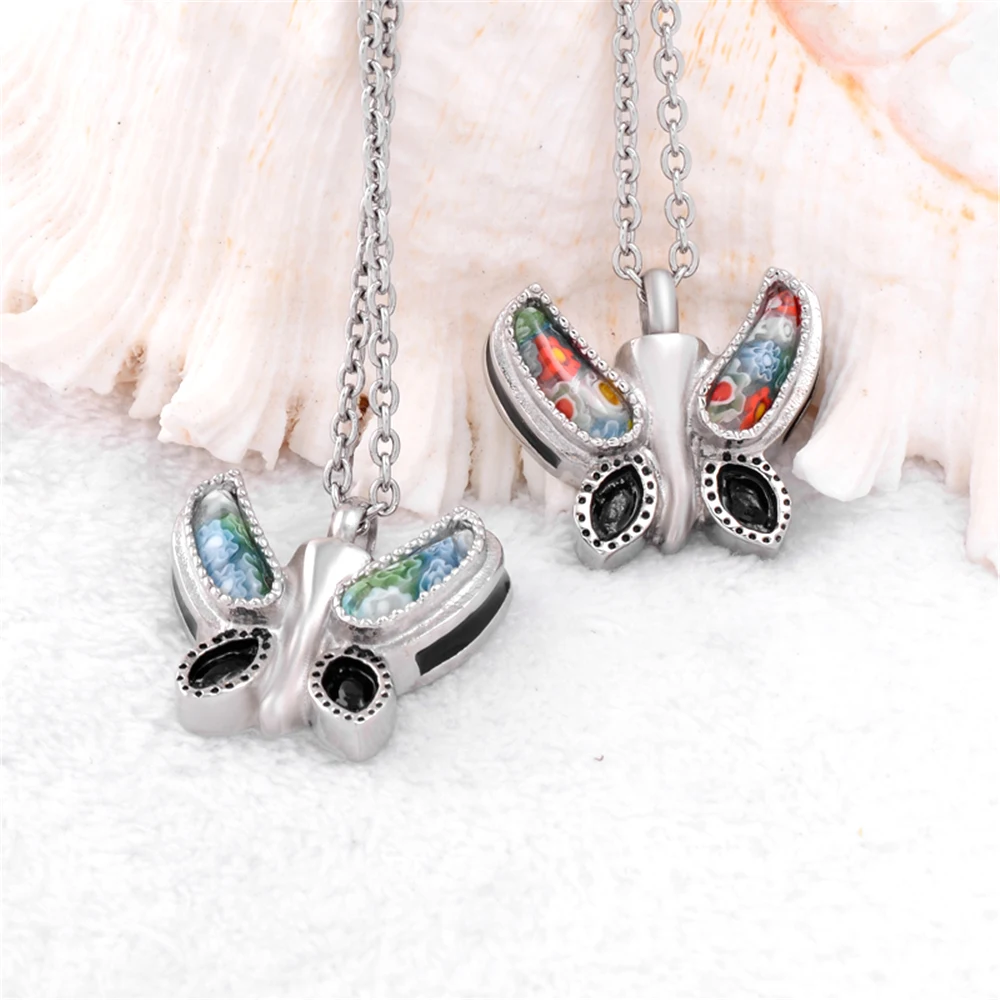 Стеклянная бабочка зонт памятное ювелирное украшение мерцание|cremation urn necklace|memorial