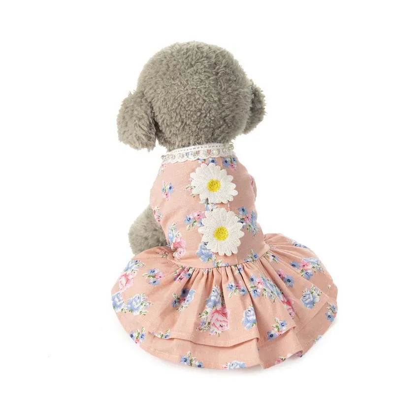 Новинка летнее платье для собак кружевные платья с двумя подсолнухами принцессы