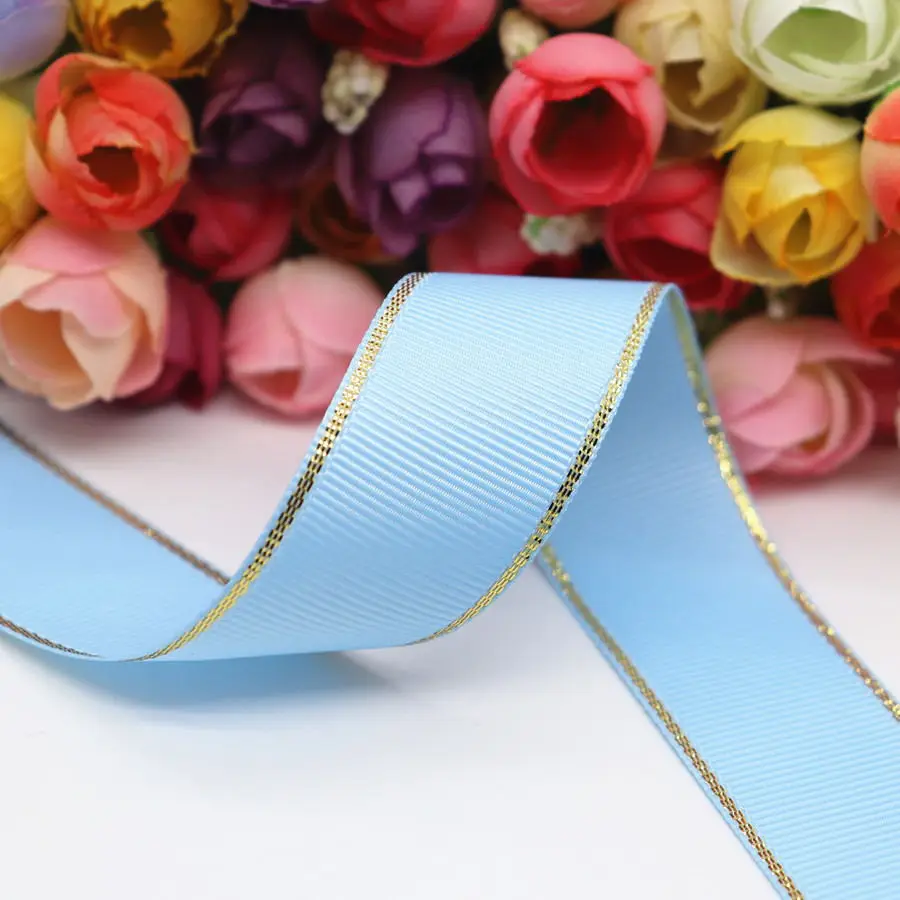308 50 ярдов 10 мм/25 мм/38 мм блеск Золотой Край Grosgrain лента пробки для бутылок/подарочная упаковка материалы для ручных поделок Y19042101 - Цвет: 308