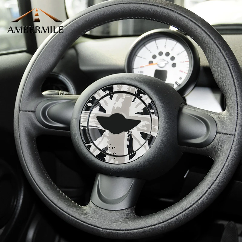 AMBERMILE 3D наклейки на центр автомобильного руля декоративные аксессуары для Mini Cooper