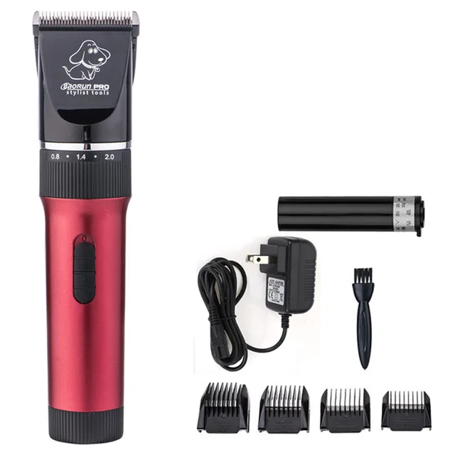 US PLUG Red BaoRun P6 электрическая машинка для стрижки собак машинка для стрижки ножниц перезаряжаемая профессиональная машинка для стрижки кошек и собак бритва стрижка для домашних животных - Цвет: US PLUG Red