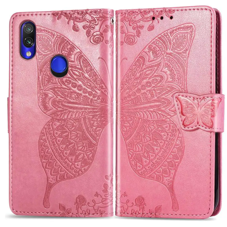 Для Xiaomi Redmi Note 7 Чехол-книжка кошелек из искусственной кожи чехол для Xiaomi Redmi Note 7 Pro Чехол бабочка Mmbossing чехол для телефона s