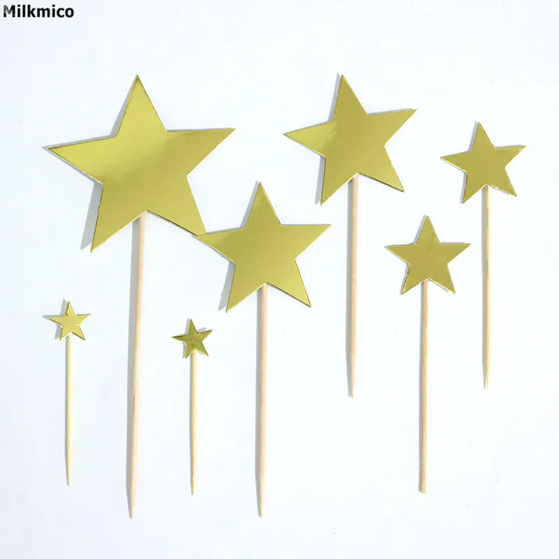 Milkmico Star Heart Cake Topper for Happy Birthday Wedding Party Decoration Cupcake Picks Dessert Decorations Supplies | Дом и сад