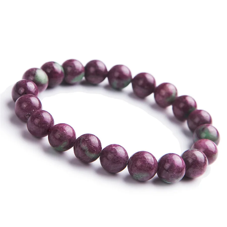 

Drop Shipping 9.5mm Genuine Green Red Natural Zoisite Gem Stone Round Bead Stretch Charm Crystal Bracelets For Women