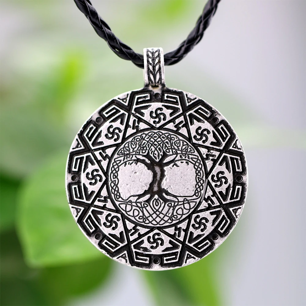 

10pcs Nodic Tree of Life Amulet Necklace Legendary Viking Veles Amulet Pendant Necklace Talisman Jewelry
