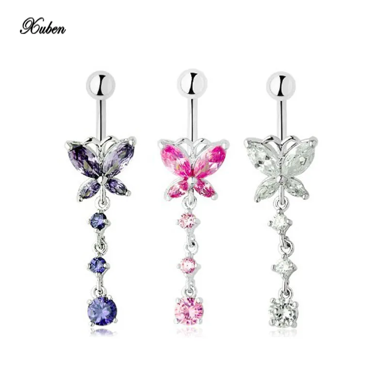 

Wholesale 1pcs Surgical Steel Butterfly Belly rings fashion women body piercing jewelery Accessories