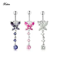 wholesale 1pcs surgical steel butterfly belly rings fashion women body piercing jewelery accessories