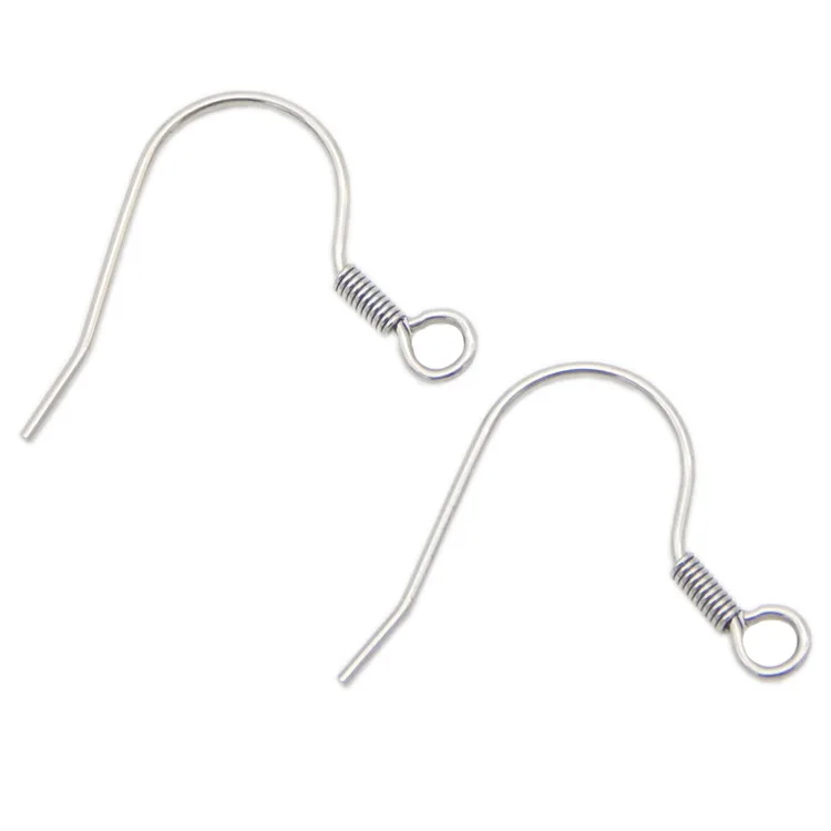 

100pcs New 18x18mm Silver Tone Stainless Steel Earring Hooks Clasp Earrings Wires Findings & Components with Nickel Free B