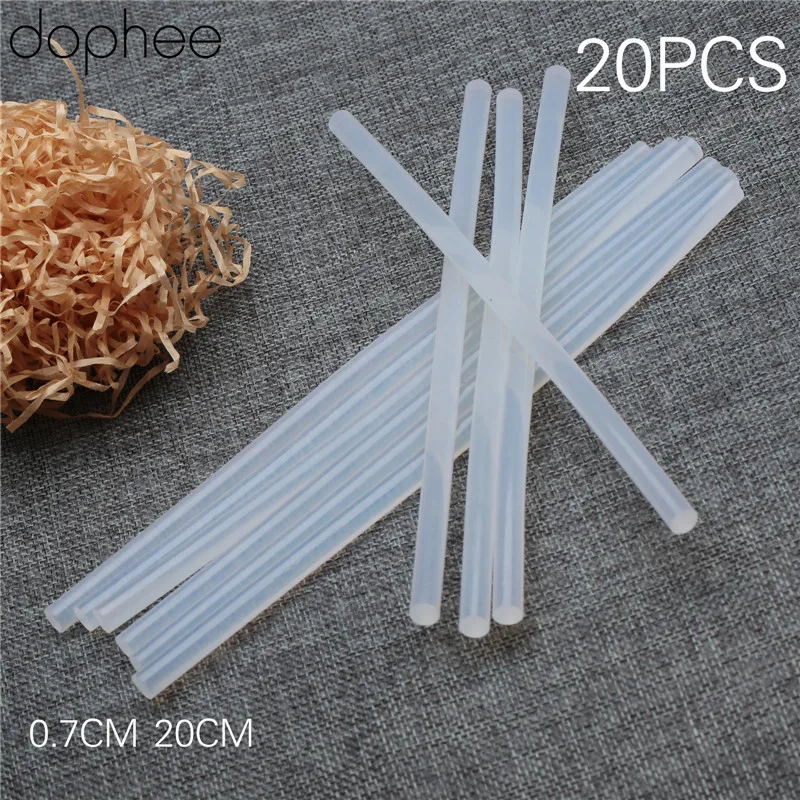 

dophee 20Pcs 7x200mm Clear Glue Adhesive Sticks For Hot Melt Gun for DIY Modelling Craft Hobbies General Repairs Tools 20cm Long