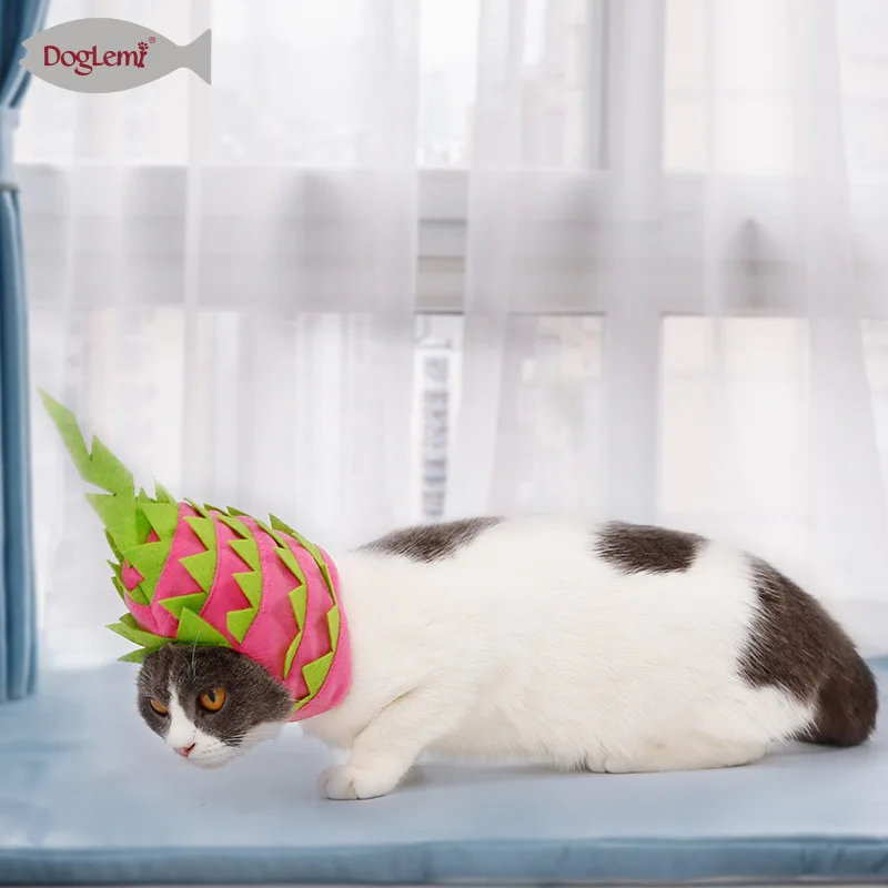 1 шт cat щенок фрукты платье шапка дракон фрукты Форма Pet Головные уборы одежда для вечеринки аксессуары головной убор регулируемый крючок и петля