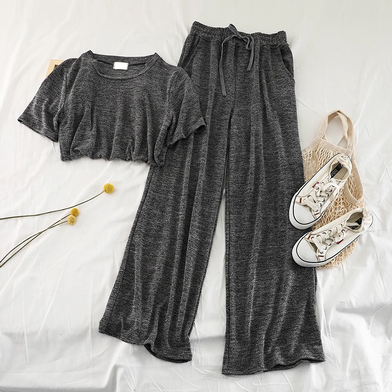 Новинка 2019 Модный женский комплект из двух предметов вязаная ретро свободная