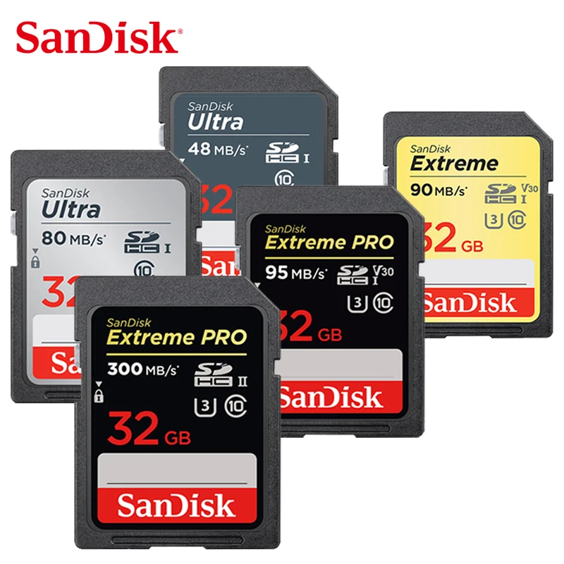 Двойной Флеш-накопитель SanDisk Ultra звуковое воспроизведение с частотой до 48 МБ/с. Extreme PRO V30 UHS-I& UHS-II до 300 МБ/с. слот для карт памяти 32 Гб SDHC карты SD Class10 для цифровых фотоаппаратов с защитой от краж