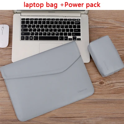 gray sets Тонкая сумка для ноутбука из искусственной кожи для Macbook Pro 13 Air 11 12 14 чехол для женщин и мужчин водонепроницаемый Гладкий Магнитный адсорбционный чехол - Цвет: gray sets