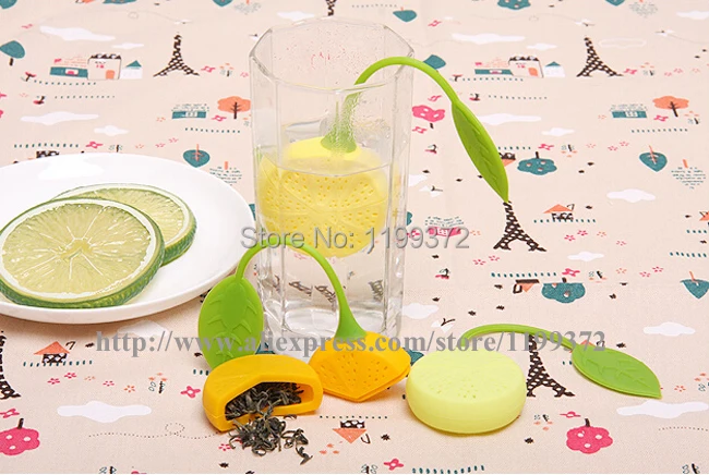 200 шт./лот Силиконовый Фильтр в форме лимона ситечко для заваривания чая