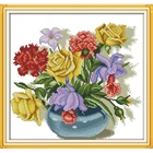 Вечная любовь, красочные цветы, китайские наборы для вышивки крестиком из экологического хлопка, печать 11CT 14CT, DIY Рождественское украшение