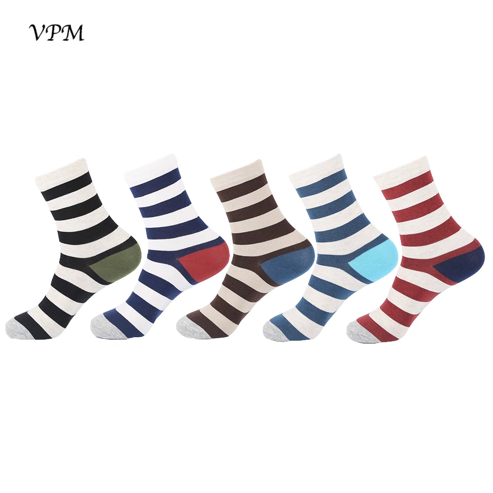 VPM хлопок Мужские носки в полоску морском стиле Теплые модные деловые