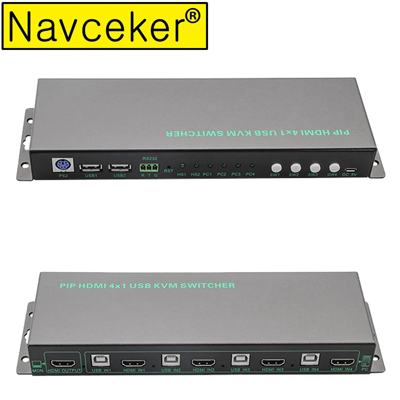 Navceker USB HDMI KVM переключатель 4 порта поддержка 3840*2160/4K * 2K PIP дополнительный 2 0 много