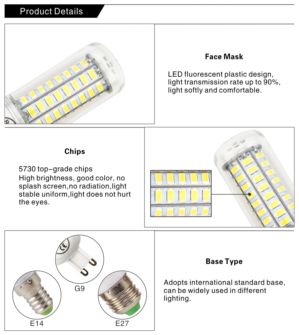 Светодиодный лампы E27 E14 220V SMD 5730 светодиодный светильник G9 24 36 48 56 69 72 светодиодный s кукурузы лампы, люстры для дома светильник ing светодиодный потолочный светильник