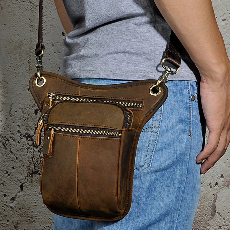 Забавная поясная сумка для мужчин из натуральной кожи клатч на бедро езды