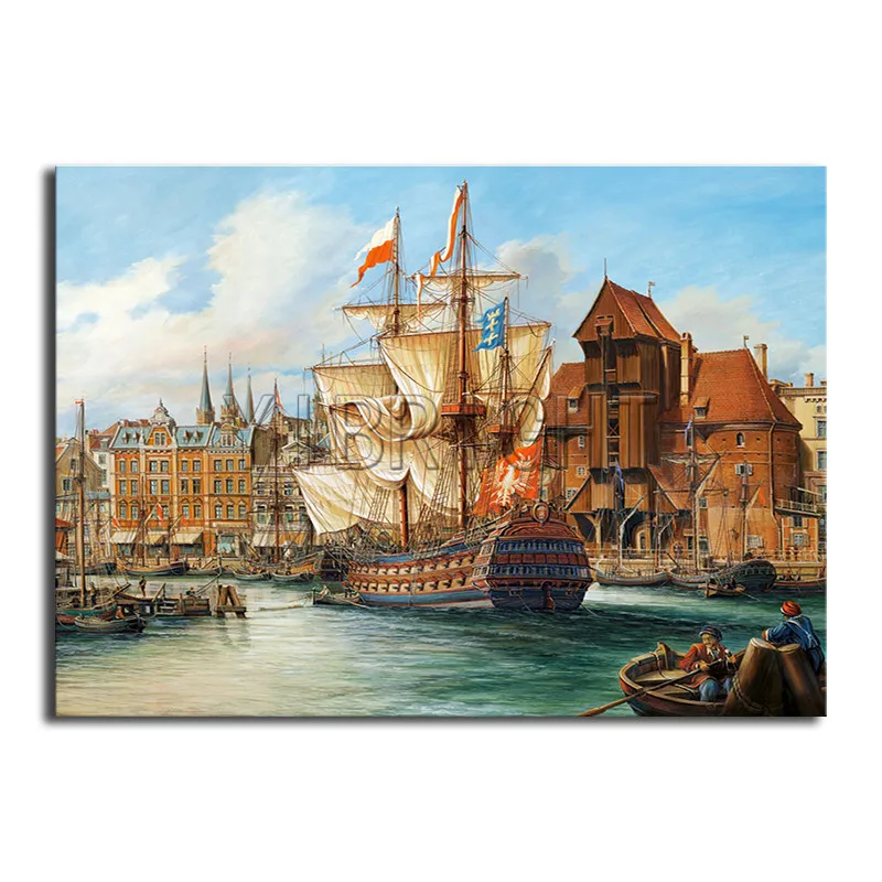 

Full Round Diamond painting Sea 5D DIY Diamond embroidery Cross stitch Sailboat Full Square Diamond mosaic town landscape