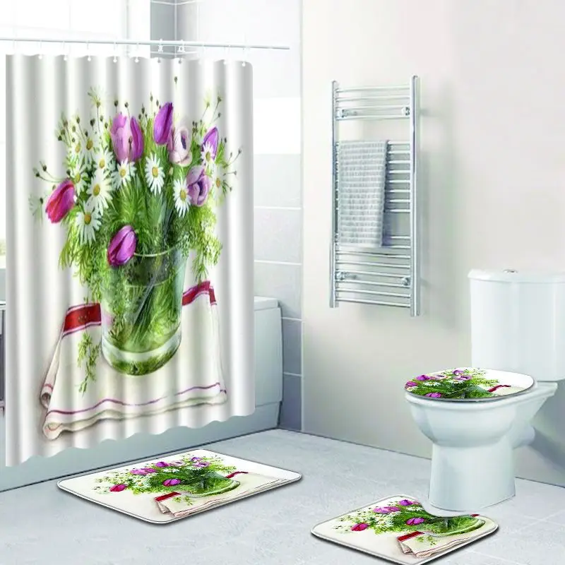 F Прямая поставка цветочные коврики и для ванной комнаты набор Cortinas D Bano
