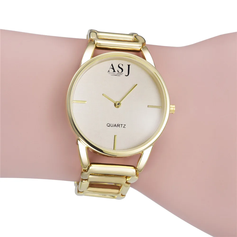 Женские кварцевые часы-браслет из нержавеющей стали 2018 серебристые золотистые