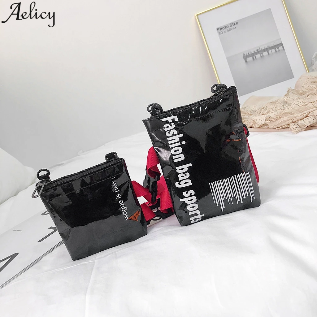 Aelicy/женская модная сумка в спортивном стиле для дочки, посылка из лакированной кожи, маленькая квадратная сумка с буквенным принтом, 2 шт., сумки-мессенджеры для девочек, Новинка